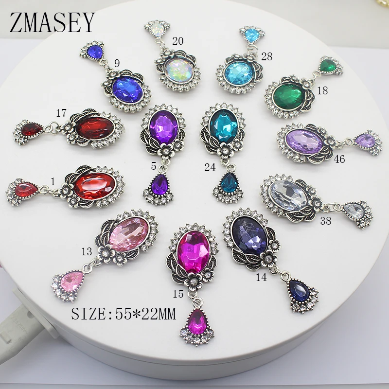 NEW  55*22mm5Pcs/set Alloy Retro Button DIY Ribbon Beautiful Wedding Decor Flat Back Metal Accessories Supplies Mix