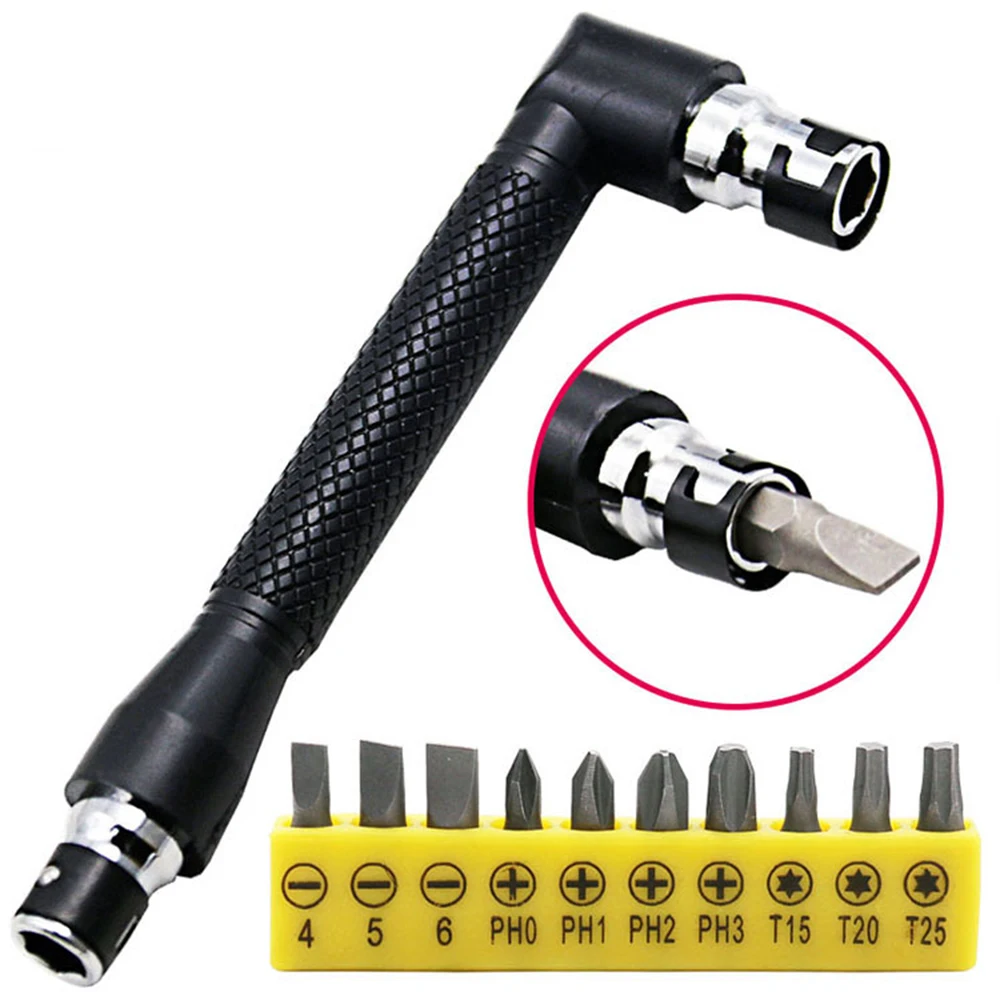 10 in 1 Socket Screwdriver Set L-shaped Angle Head Twin Wrench Driver Set Flat Phillips Torx Screwdriver Hand Repair Tools Set