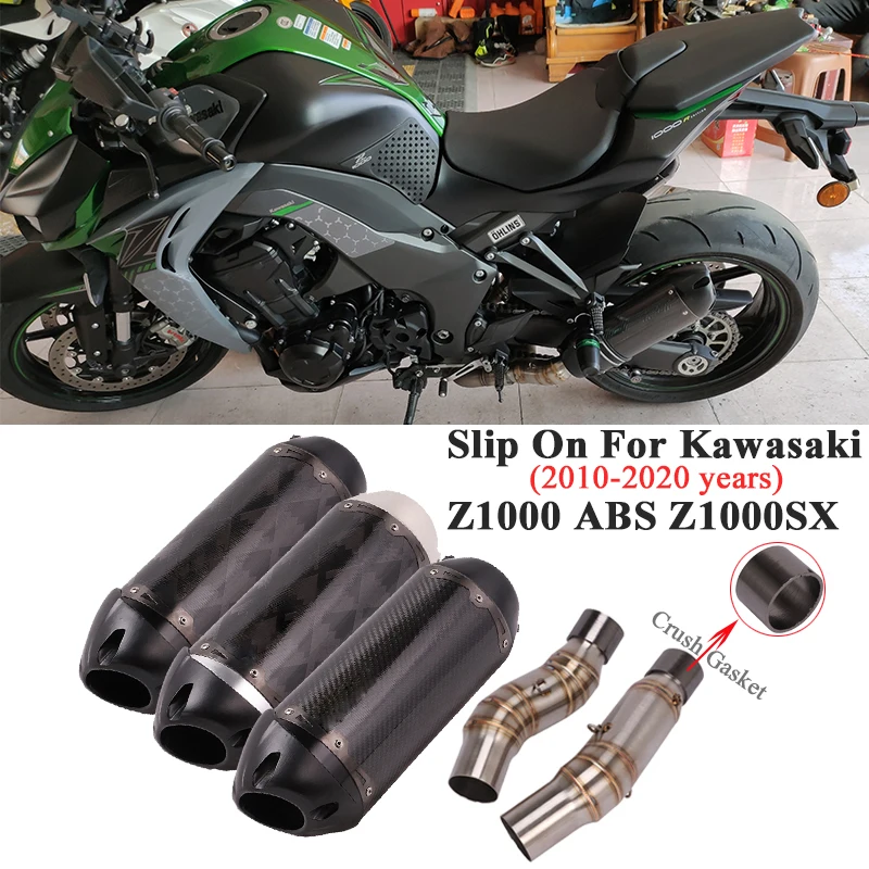 Slip On For Kawasaki Z1000 ABS Z1000SX 2010-2020 Motorcycle Two Brothers Exhaust Escape Modified Middle Link Pipe Carbon Muffler