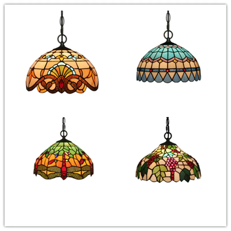 Tiffany European Pastoral Lamp Retro Creative Restaurant Bar Cafe Corridor Aisle Chandelier Lights E27 diameter 30cm