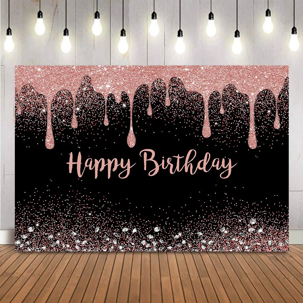 

Pink Glitter Birthday Backdrop Sliver Diamonds Photo Background Props Shining Dots Photo Background Adult Women Decorations