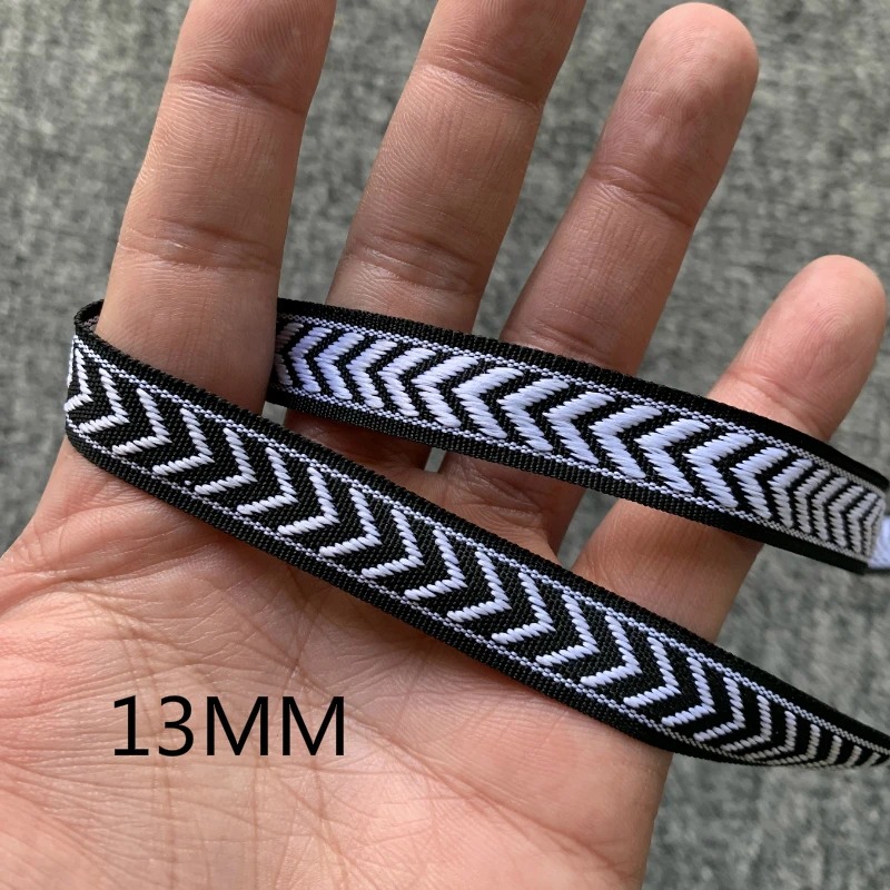 5 YARD 1/2 INCH 14mm Colour Black And White Geometry Handmade Jacquard Ribbon Lace