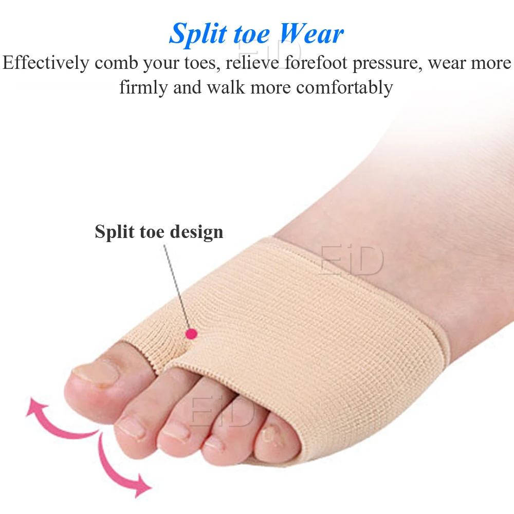 EiD-Silicone Metatarsal Manga Pads, Metade Toe Joanete Sole, antepé Gel Pads, Almofada, Metade Suporta Meia, Evitar Calos e Blisters