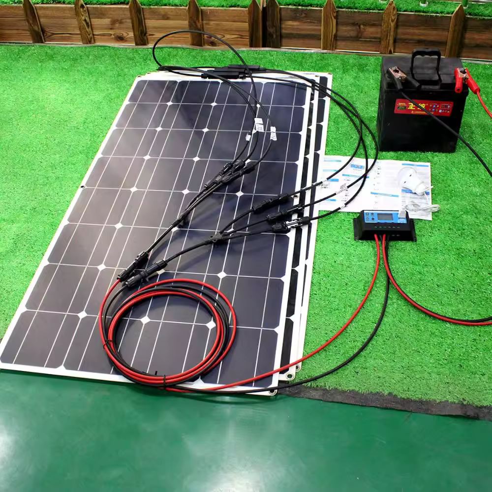 panel solar flexible Kit  de 12v 100w 200w 300w paneles solares con controlador solar para barco, coche, RV y cargador de batería