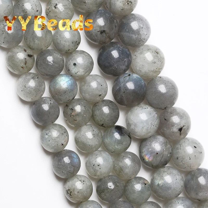 Natural Gray Labradorite Larvikite Stone Beads Round Loose Beads For Jewelry Making DIY Accessories 15\'\' Strand 4/6/8/10/12mm