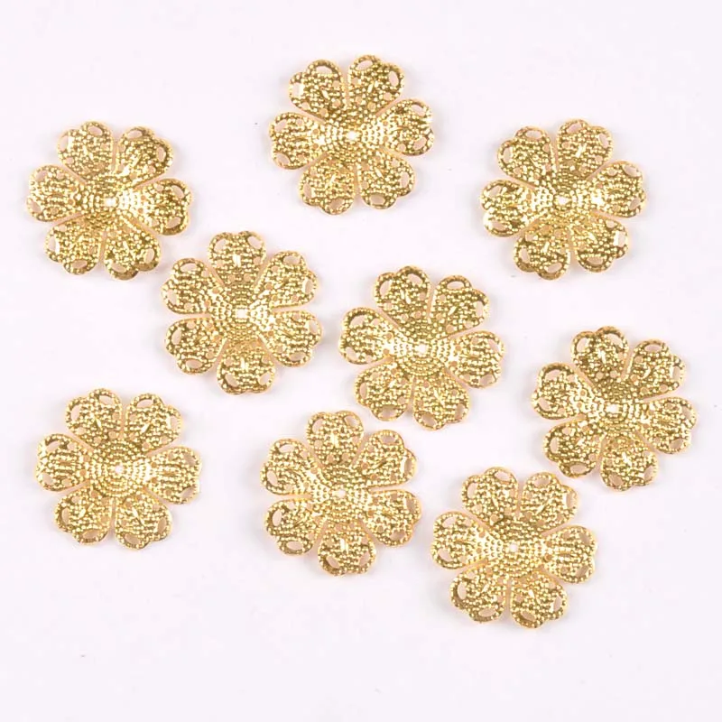 20pcs Vintage Flower Connectors Filigree Wraps DIY Jewelry Findings Gold/silver/Bronze Metal Craft home Decoration ykl0762-8