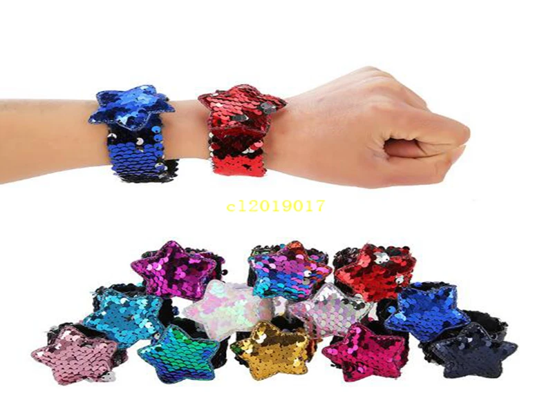 Five-pointed star sequined clap ring bracelet 12 color mermaid sequined bracelet birthday gift