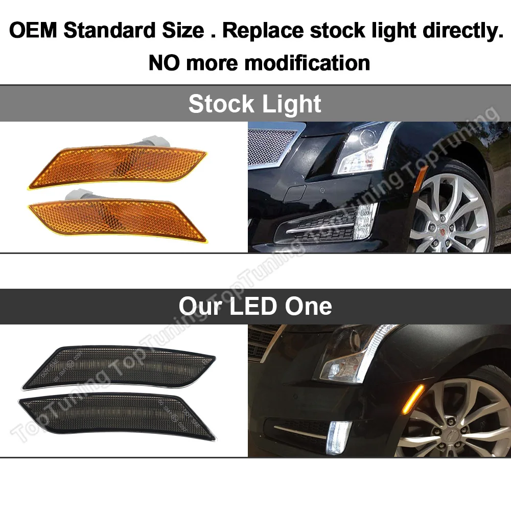 For Cadillac XTS 2013 2014 2015 2016 2017 Auto Fender Flare Lamps Amber LED Bumper Side Marker Light OEM: 20874071 20874072