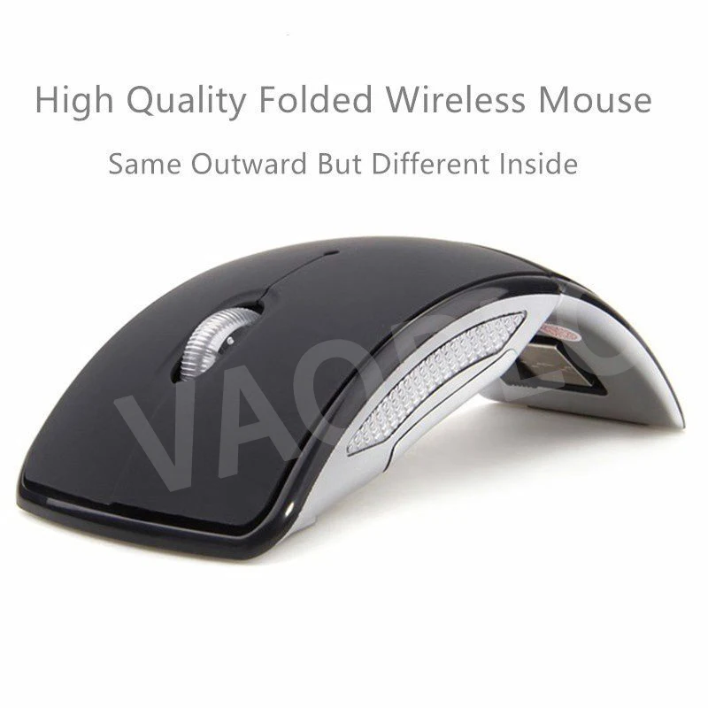 VAORLO-Mini Mouse Portátil Sem Fio, 2.4G, Dobrável, Viagem, Receptor USB, Óptico, Ergonômico, Mouse Office para PC, Laptop, Gamers