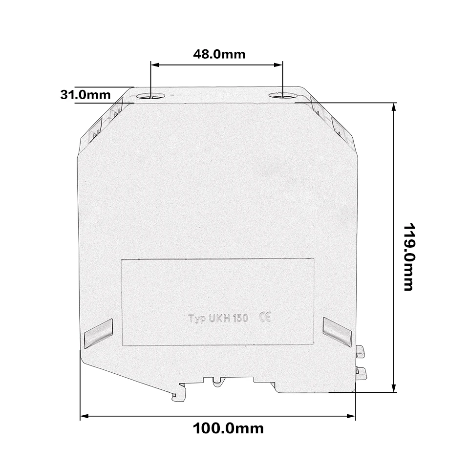 1PCS UIK-150N Universal DIN Rail Mounted Terminal Blocks Screw Type Connector Electrical Crimp Terminator