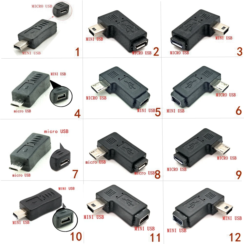 1 stücke 90 Grad Links & Rechts Abgewinkelt Mini USB 5pin Buchse auf Micro USB Männlichen Daten Sync Adapter Stecker micro USB Z