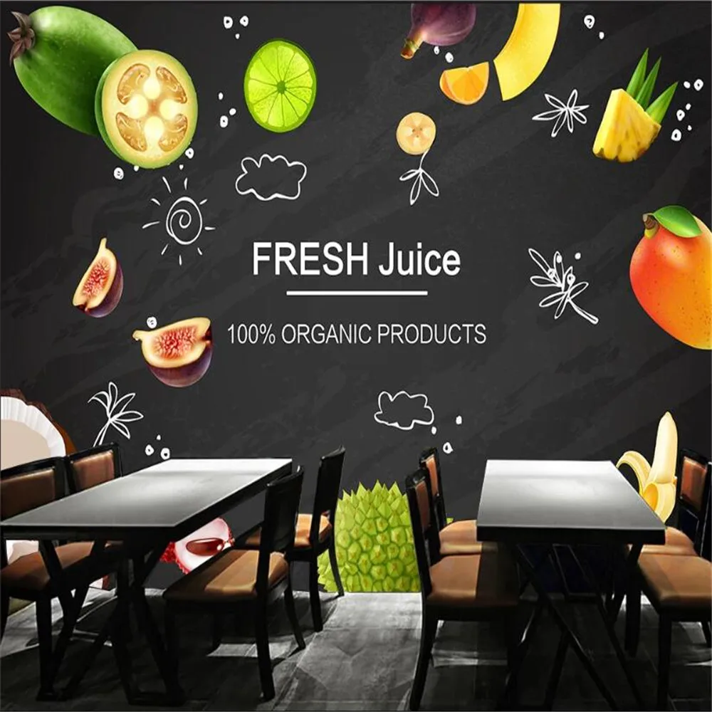 

Milofi background wall custom hand-painted blackboard fruit background wall large wallpaper mural