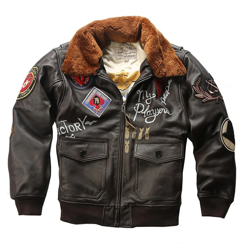 

Factory Men A2 Pilot Jacket Tom Cruise Top Gun Air Force Cow Skin Coats 100% Real Multi-label Thick Cowhide Winter Russia Coats