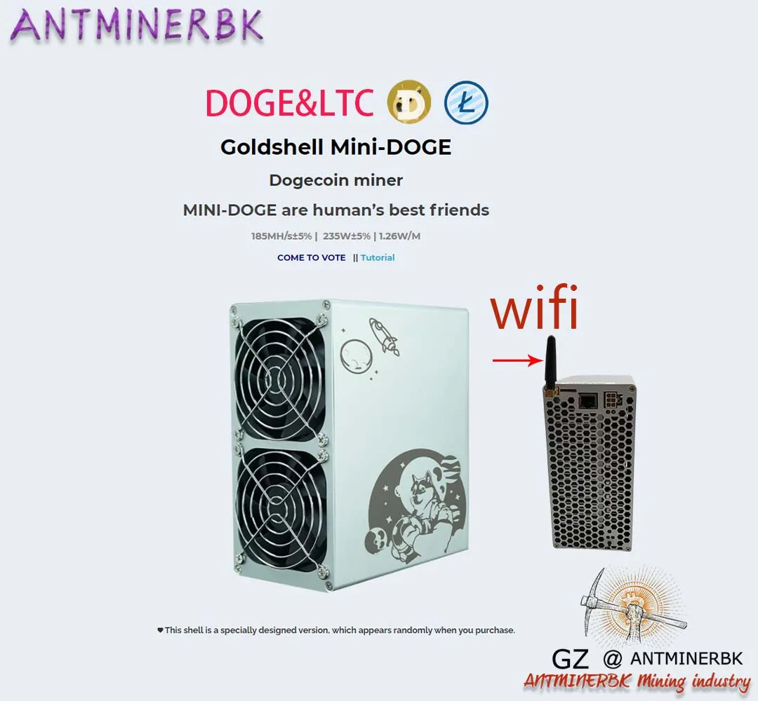 In stock original brand new wireless network version Goldshell Mini Doge 185M 235W Silent Miner LTC Mining Doge Coin without pow