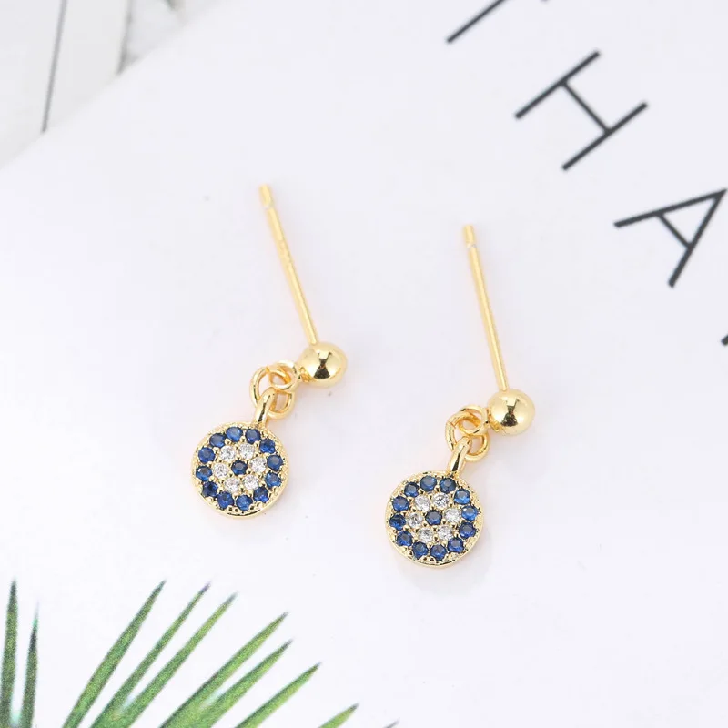 REETI 925 sterling silver Round devil\'s eye Stud Earrings for Women Elegant Wedding Jewelry pendientes mujer moda 2019 Brincos