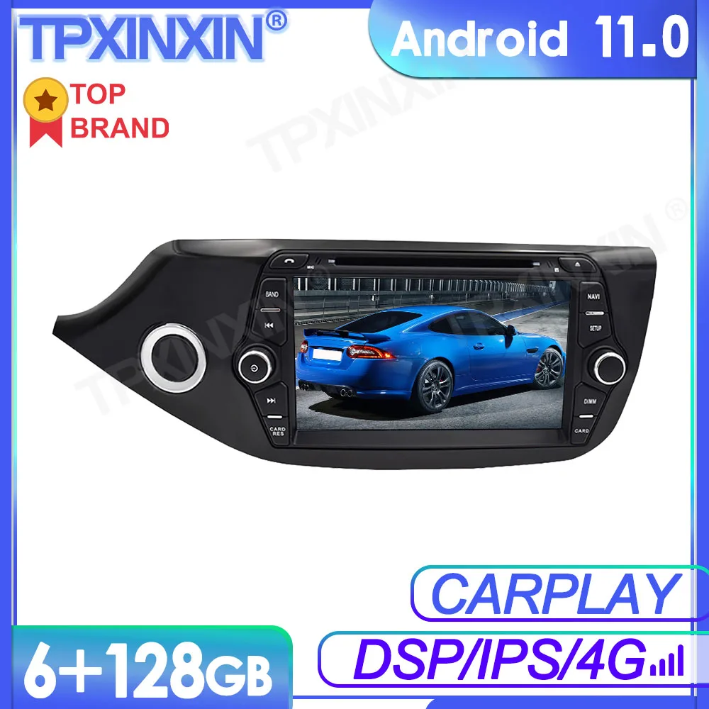 6+128G Android 11 For KIA CEED 2013-2016 Car Multimedia Player GPS Navi Audio Stereo Screen DVD Head Unit Tape Recorder