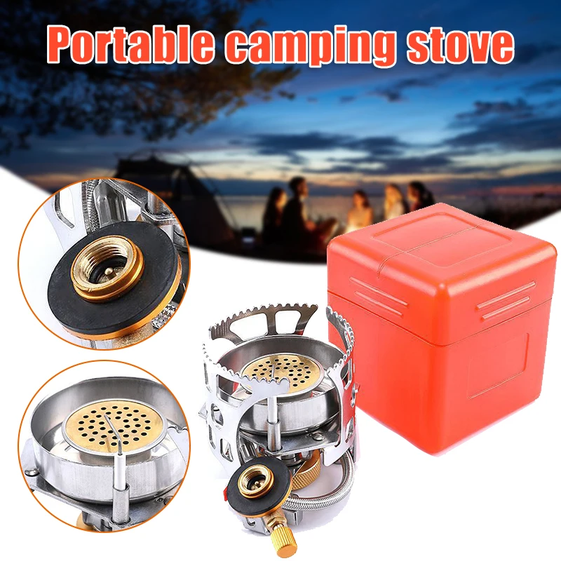 Outdoor Camping Cooking Stove with Carry Case, Windproof Design, Energy Efficient, Backpacking Stove, Cookware