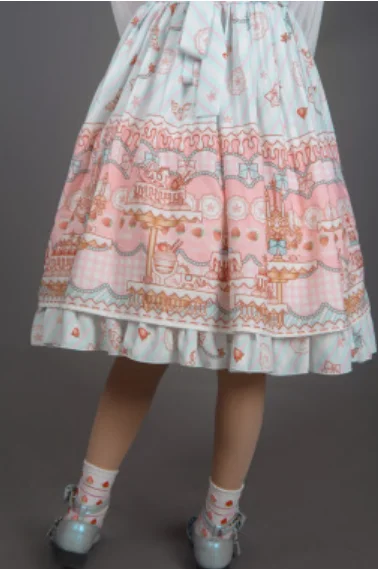 Lolita – robe de princesse victorienne à bretelles pour fille, douce, imprimée, taille haute, style gothique, kawaii, automne hiver