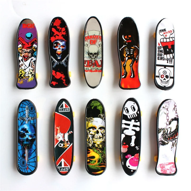 10 Pcs/set Plastic Mini Skate Finger Skateboarding Fingerboard Novelty Gag Toys For Boys Children Skateboard Finger Board Gifts