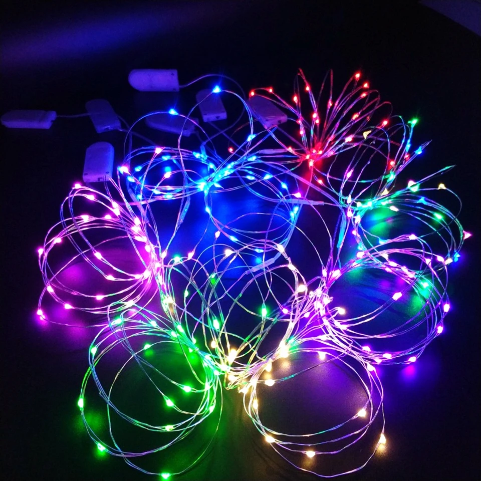 Wodoodporne bajkowe oświetlenie CR2032 zasilany z baterii LED Mini oświetlenie bożonarodzeniowe lampa z drutem miedzianym na wesele Xmas Garland