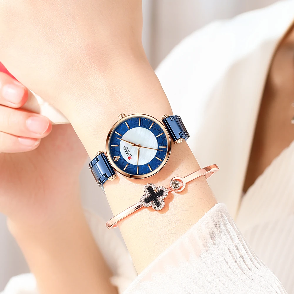 2021 CURREN Women Watches Top Brand Luxury Japan Quartz Movement Stainless Steel Waterproof Wristwatches relogio mujer