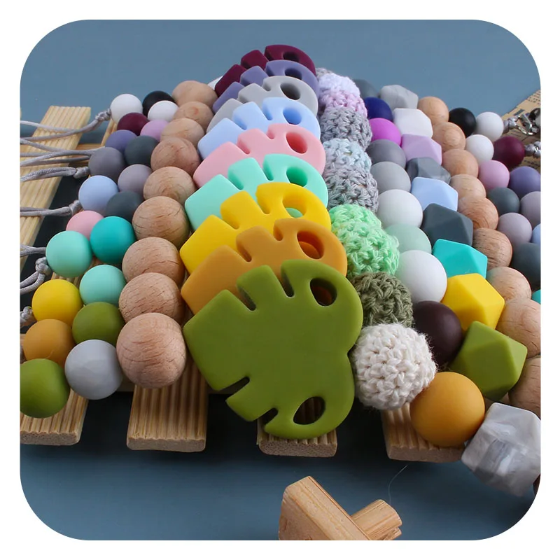 Eco-friendly Beech Wooden Pacifier Clips Holder Leaf Nipple Holder Clips Newborn Baby Shower Gift Bebes  Baby Accessories