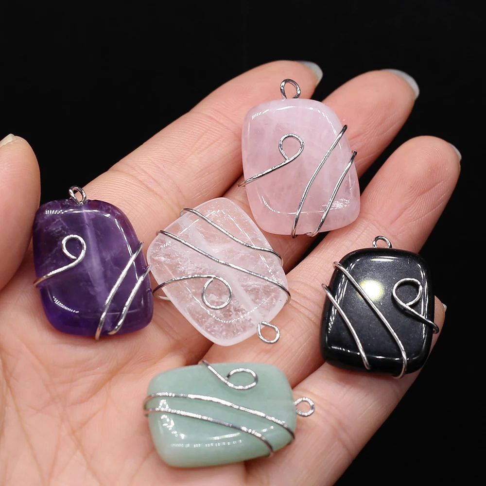 Natural Rose Quartzs Pendant Charms Natural Amethysts Pendant Irregural for Making DIY Necklace Bracelet Accessories 20x28mm