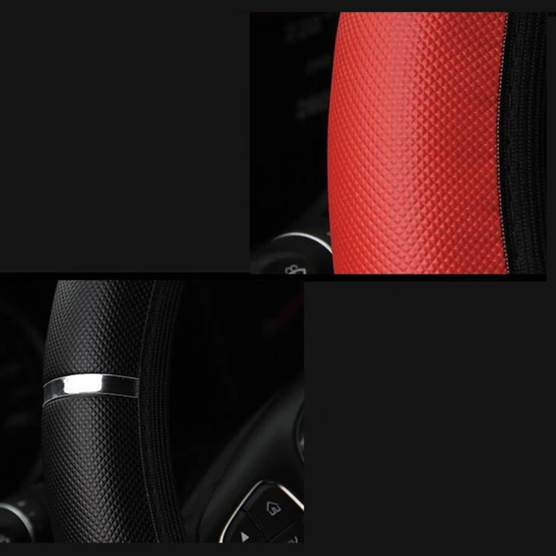 Anti-slip car decoration PU leather steering wheel cover car shape general car steering wheel cover 37-38cm diameter