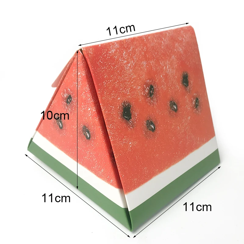 20pcs Watermelon Three Prism Candy Box Red Wedding Decorations Birthday Hawaii Party Supplies New Year Favors Packaging Box