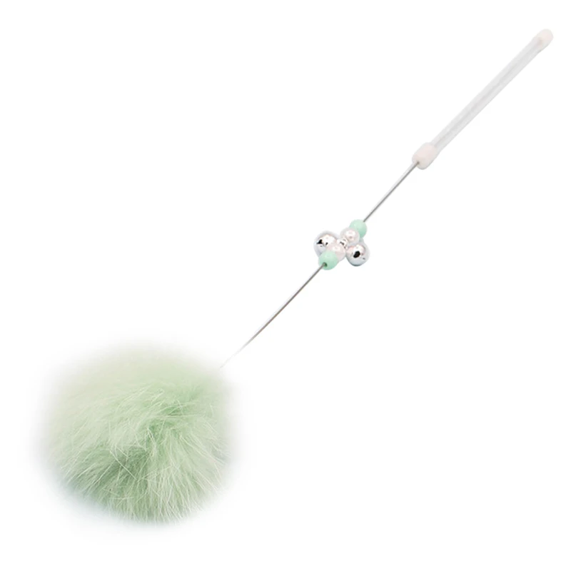 Creative Feather Wand Cat Pom Pom Wand Toys Funny Cat Plush Wand Toy Kitten Teaser Wand With Bell Cat Teaser Toy Cat Supplies