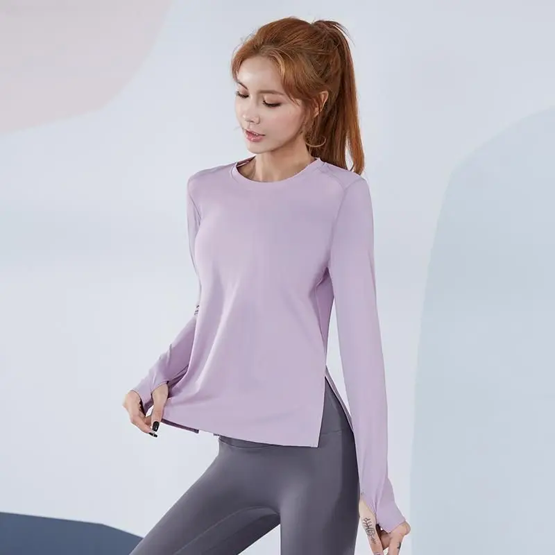 Womens Athletic Shirts Yoga Tops Autumn Winter Morning Running Sportswear Slimming Mesh Breathable Long Sleeves Fitness Clothing