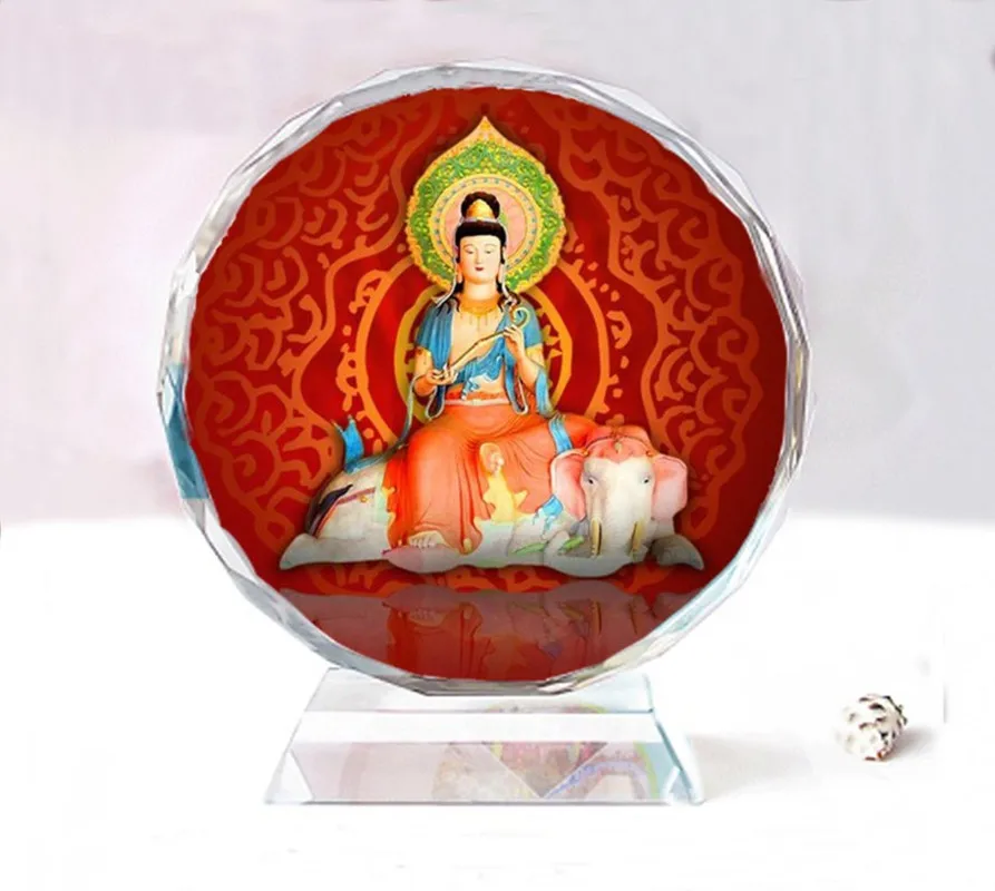 

Puxian Bodhisattva Style 1 Double sided crystal Buddha ornaments,Exquisite creative birthday gift commemorative crafts