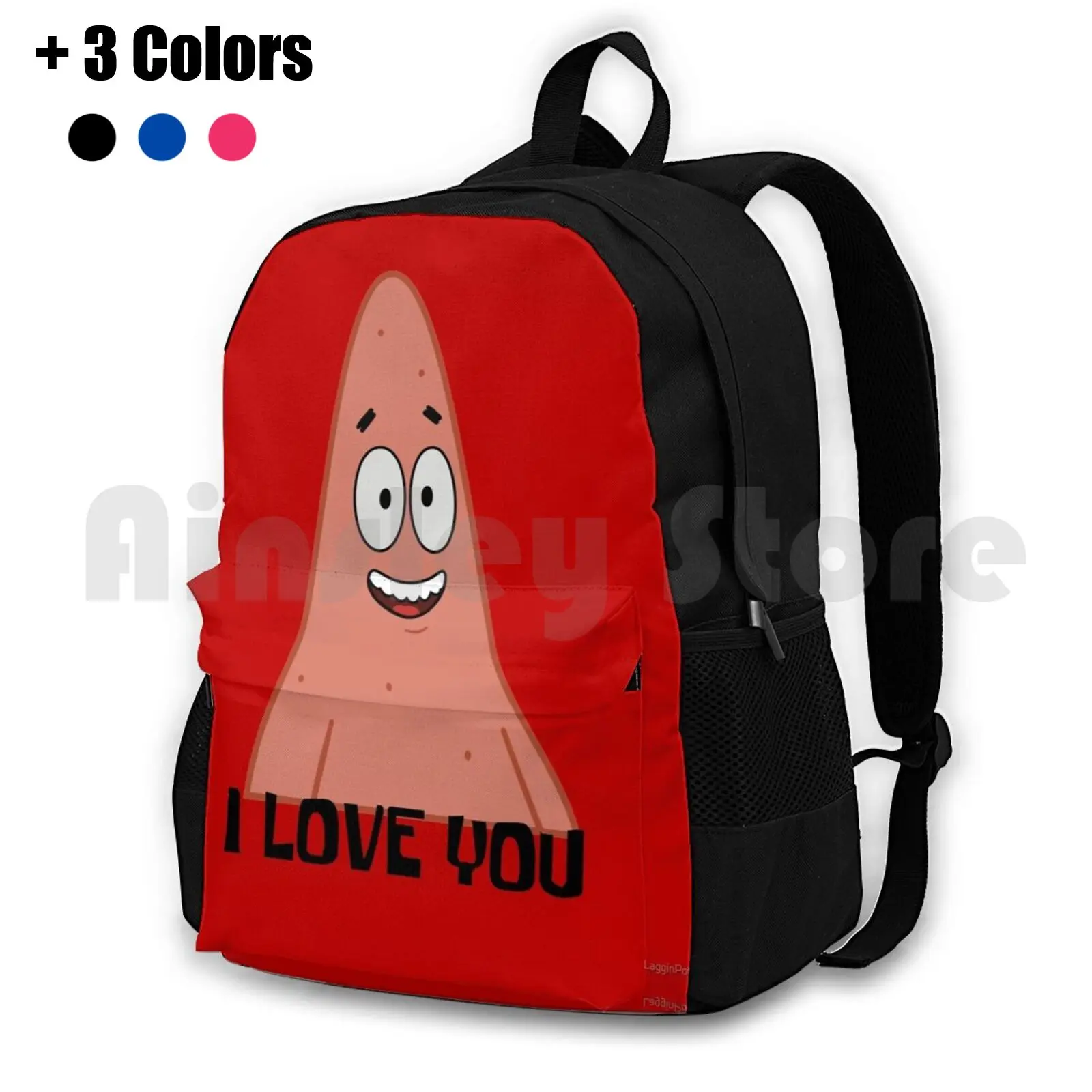 Loves You Outdoor Hiking Backpack Waterproof Camping Travel Star Squidward Mr Krabs Plankton Sandy Cartoons Animation Tv Shows