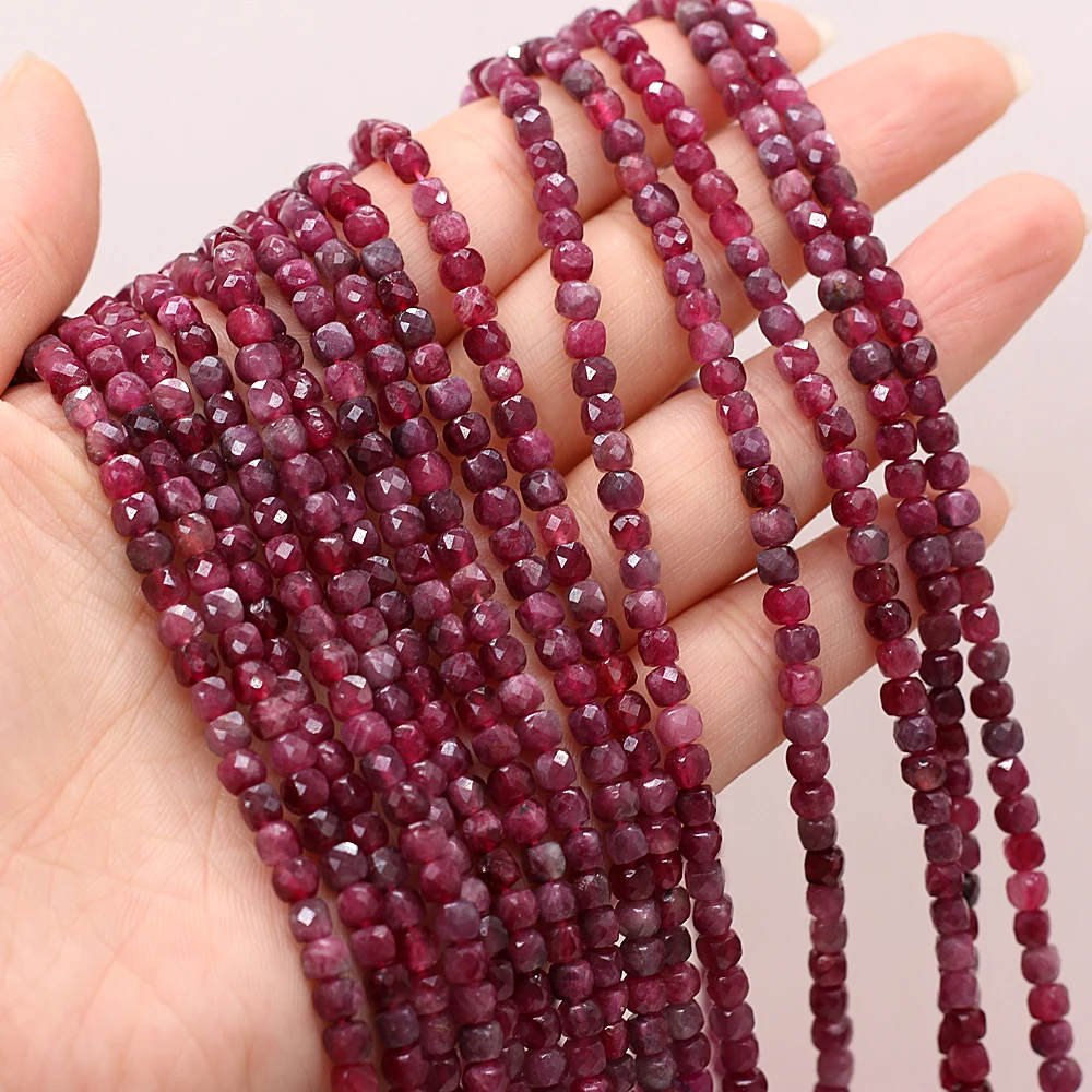 Natural Semi Precious Stone Faceted Irregular Square Ruby Ladies Beading Making DIY Necklace Bracelet Jewelry Gift Accessories