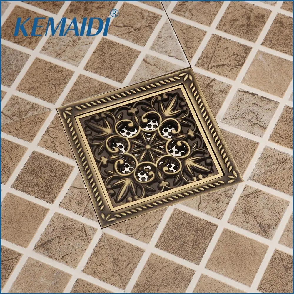 KEMAIDI 15cm Square Floor Waste Grates Bathroom Shower Drain Floor Drain Antique Fltro Ducha Drain Hair Invisible