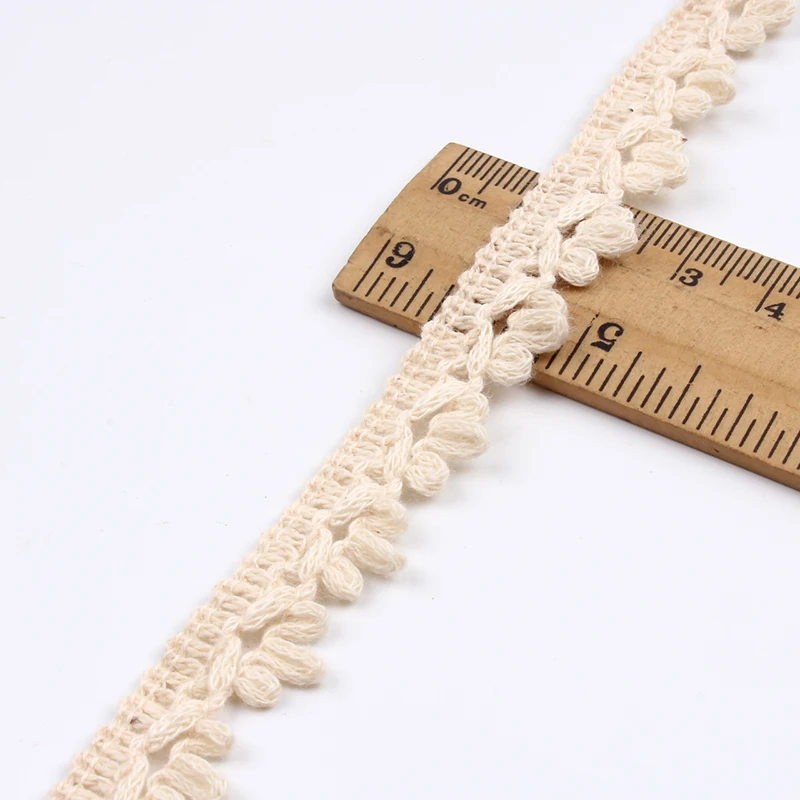 10yards 15mm 100% Cotton Lace Trims Beige Cotton Ribbon DIY Handmade Material Garments Accessories