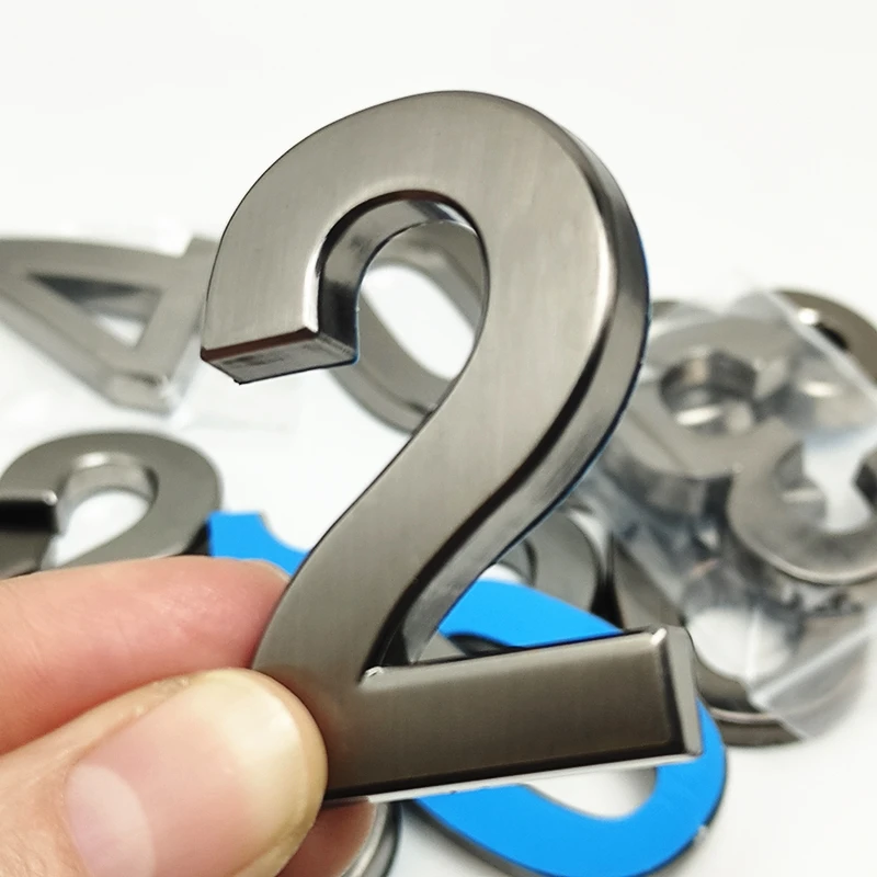 5CM House Number Modern Door Plaque Number Sticker Hotel Door Address Digits Sticker Plate Sign ABS Plastic Label Gray Color 0-9