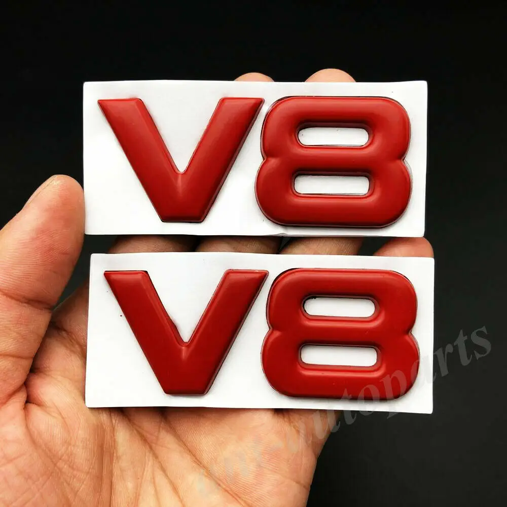 

2x Metal Red V8 Vntage Car Auto Trunk Fender Rear Emblem Badge Decals Sticker V6