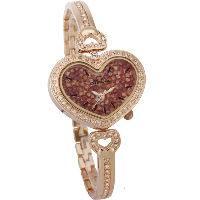 

Luxury MELISSA Women's Watch Japan MIYOTA Quartz Movement Sapphire Crystal Austria Crystal Heart Shape Waterproof Clocks F8153