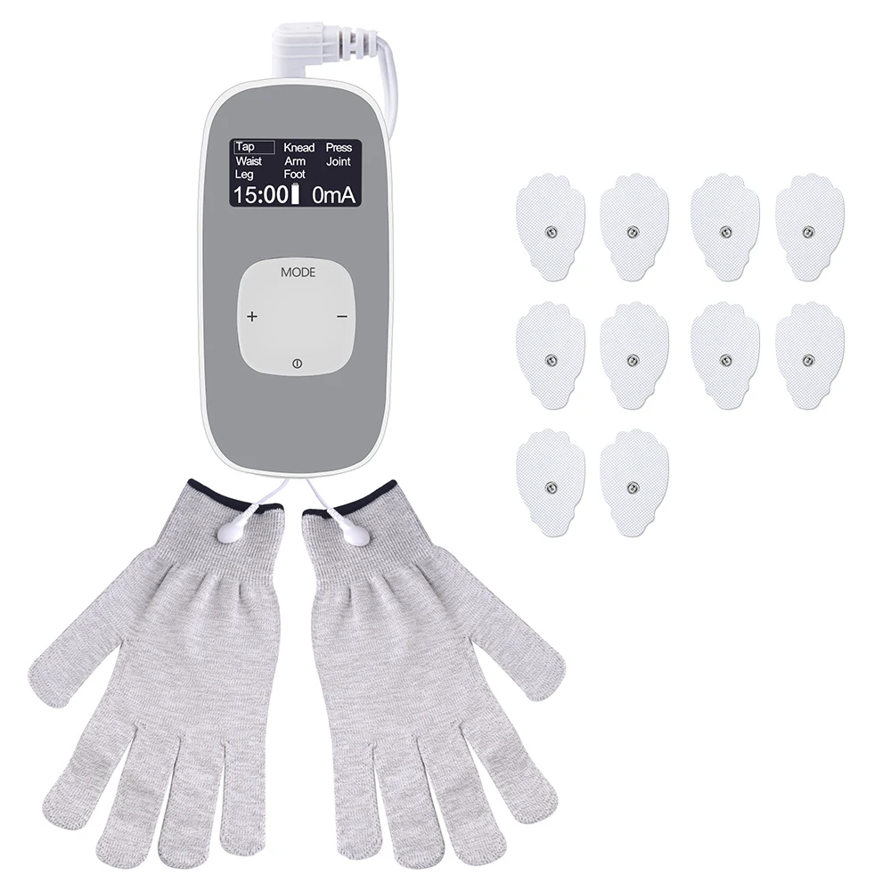 TENS Machine Digital Massager With 5 Pairs TENS Electrode Pads and Massage Gloves Stimulator Acupuncture For Physical Therapy