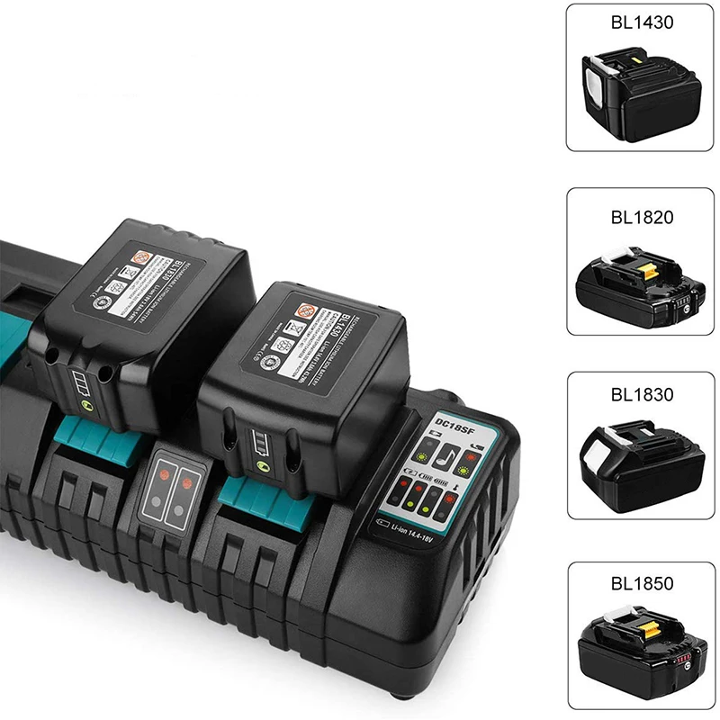 Newest 1-2-4 charging port Li-ion Battery Charger 3A Charging Current for Makita 14.4V 18V BL1830 Bl1430 DC18RC DC18RD DC18SF