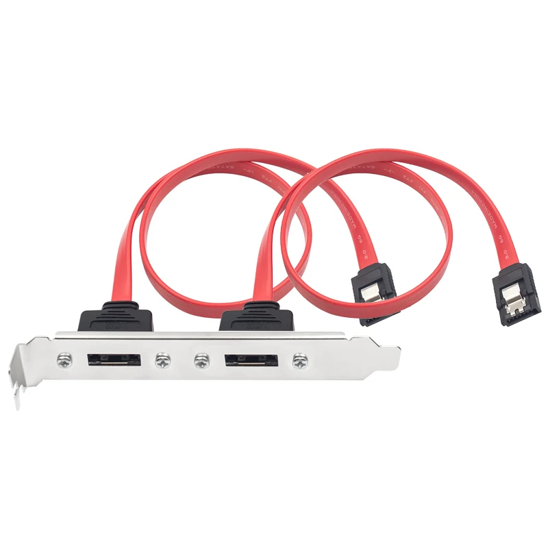 SATA to eSATA Cable Adapter w/ PCI Slot Cover Plate Full Profile ,Dual Ports External SATA 6Gbps eSATA to Motherboard SATA Cord