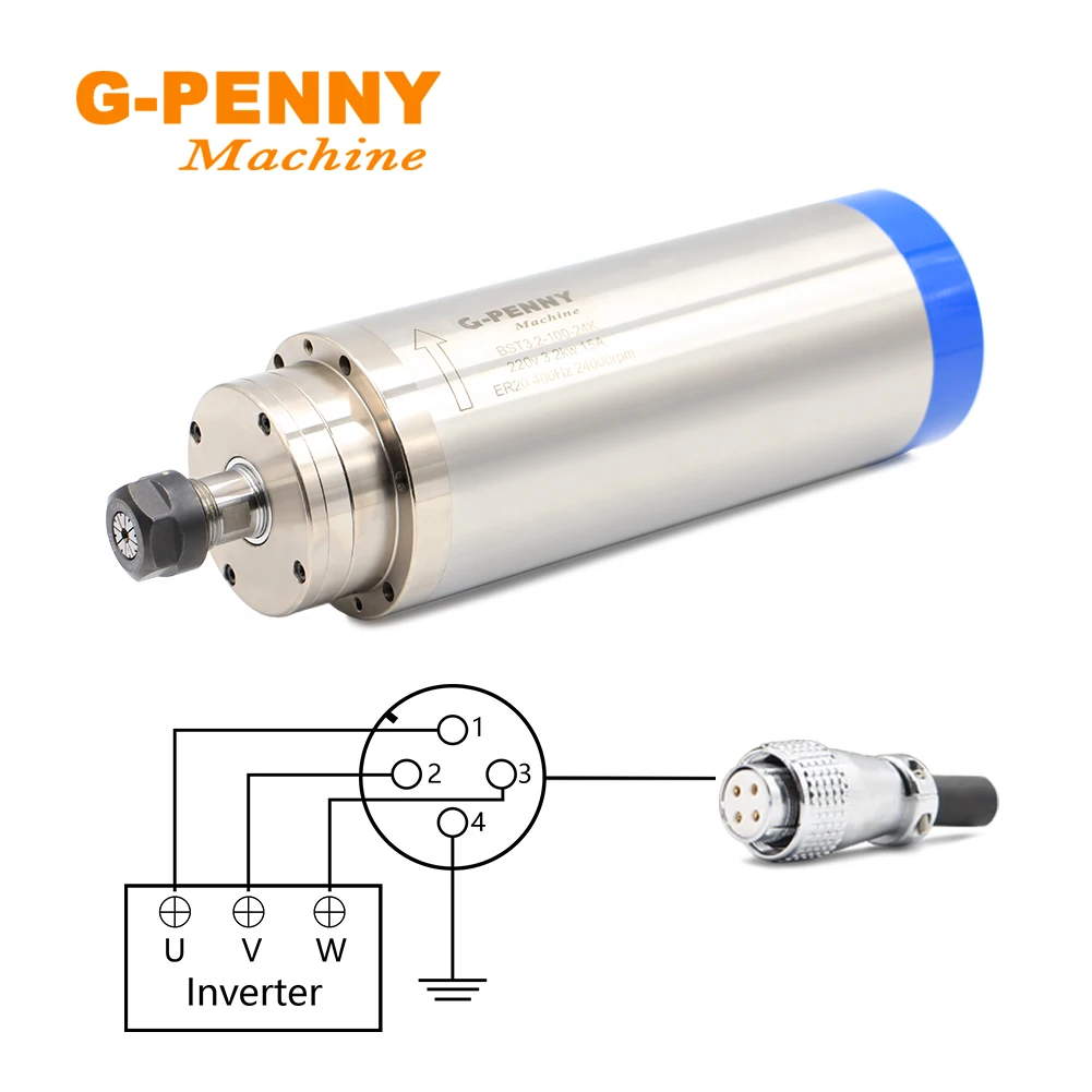 CNC 3.2kw ER20 Water cooled spindle Wood working 3.2kw updated water cooling spindle motor for CNC Router engraving  machine!