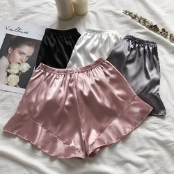 Satin Shorts Women Underwear Safety Short Pants Summer Sexy Thin Loose Knicker Panties Under Skirt Shorts Boxer Brief Shorty