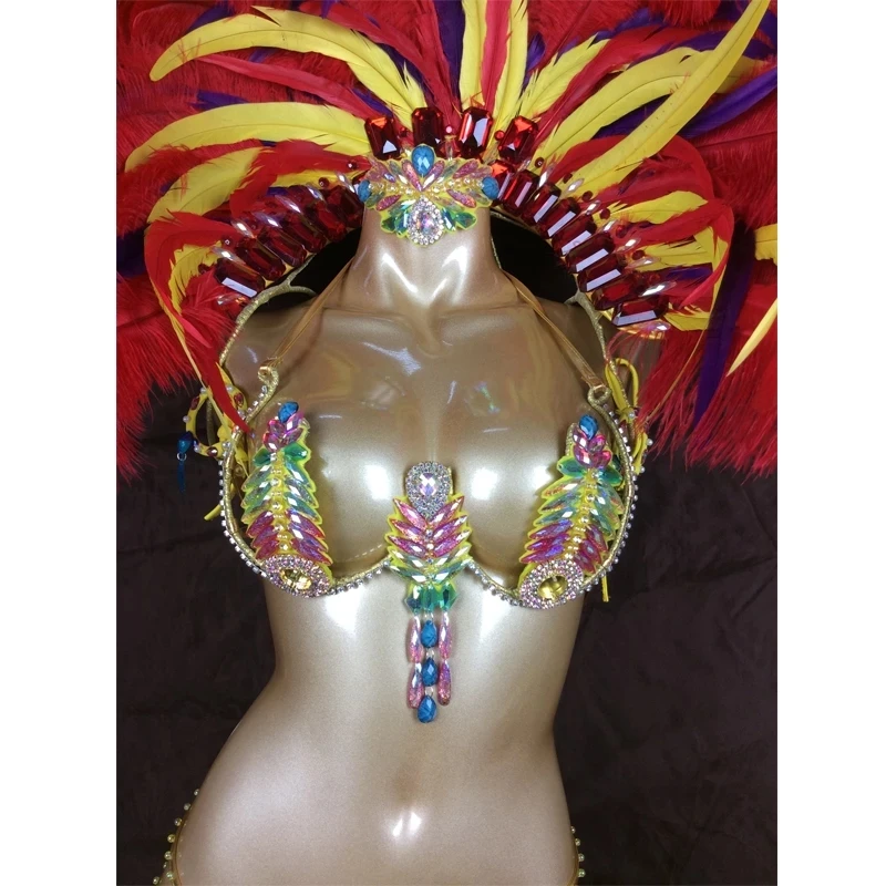 Sexy Belly Dancing Costume with Feather Headdress free shipping hot saling 2021 top quality Samba Rio Carnival Costume