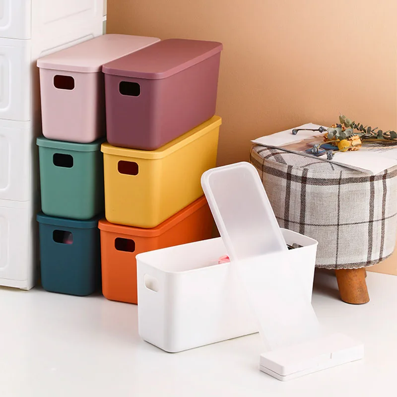 Sundries storage box high and narrow desktop cosmetics finishing box with lid household living room snacks crevice storage box