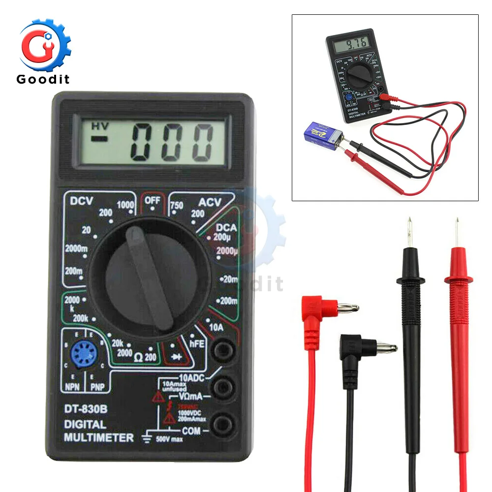 DT830B AC/DC LCD Digital Multimeter 750/1000V Voltmeter Ammeter Ohm Tester High Safety Handheld Meter Digital Multimeter