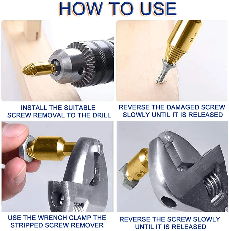 5pc Upgrade Damaged Screw Extractor Drill Bit Single Head Drill Out Broken Screw Bolt Remover Extractor Tool Set Easily Take Out