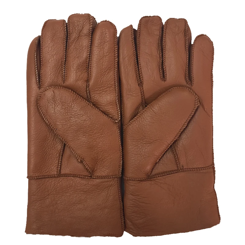 Gants d\'hiver chauds en fourrure de mouton véritable pour hommes, en cachemire thermique, en cuir véritable, pour la neige, manuels, nouvelle