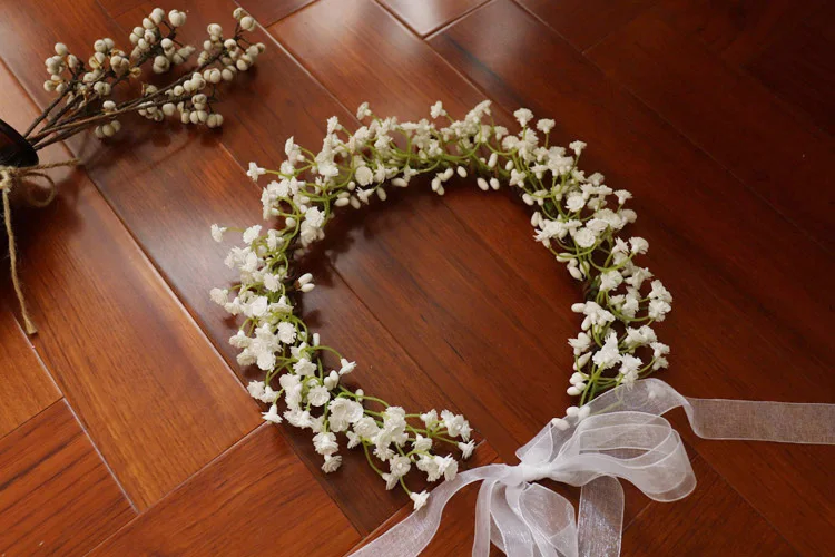 Couronne de gypsophile blanche pour patients, accessoires pour les mains de sauna